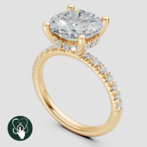 A round diamond ring in yellow gold 