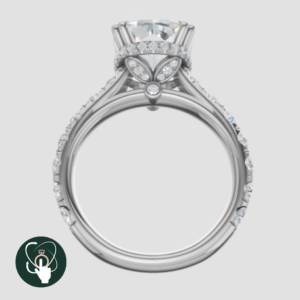 A white gold diamond ring with delicate detailing